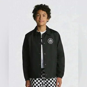 Vans Boy’s Black Torrey Coach's Jacket Size L Snap Closure Lightweight